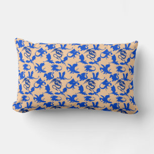 Dragon pattern 02 blue.bwx4 Lorange BG Lumbar Cushion