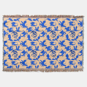 Dragon pattern 02 blue.bwx4 Lorange BG Throw Blanket