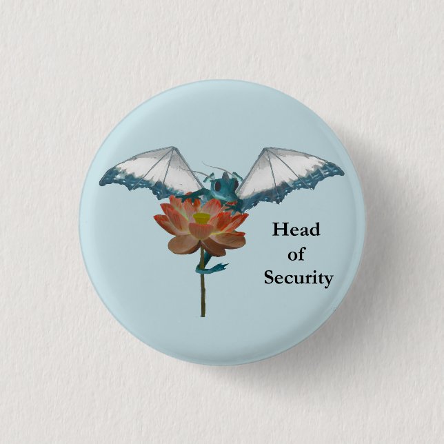 Dragon Peeks Around Flower 3 Cm Round Badge (Front)