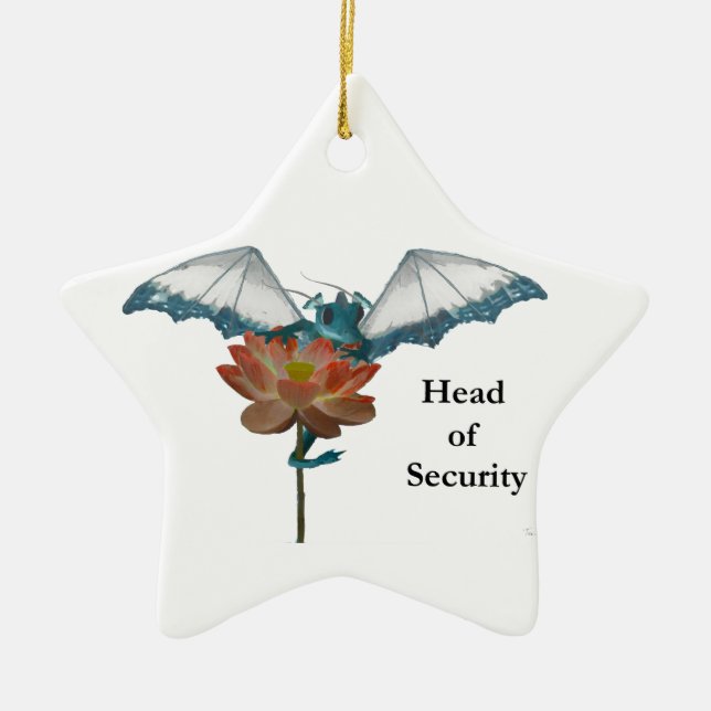 Dragon Peeks Around Flower Ceramic Tree Decoration (Front)