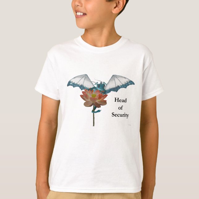 Dragon Peeks Around Flower T-Shirt (Front)