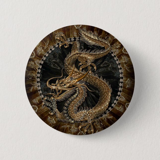 Dragon Pentagram 6 Cm Round Badge (Front)