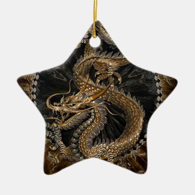 Dragon Pentagram Ceramic Ornament (Front)