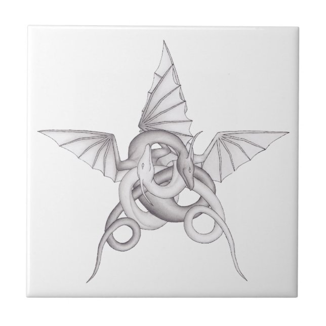 Dragon Pentagram Ceramic Tile (Front)
