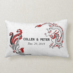 Dragon-Phoenix Chinese Wedding Gift Personalised Lumbar Cushion