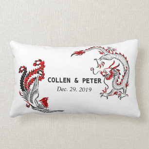Dragon-Phoenix Chinese Wedding Gift Personalised Lumbar Cushion