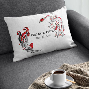 Dragon-Phoenix Chinese Wedding Gift Personalised Lumbar Cushion