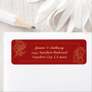 Dragon Phoenix Chinese Wedding Return Address Label