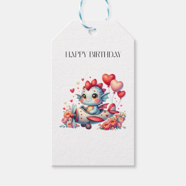Dragon Pilot Birthday Gift Tags (Front)