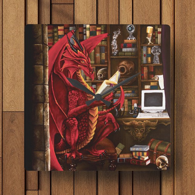 Dragon Podcast Library Square Wall Clock (Creator Uploaded)