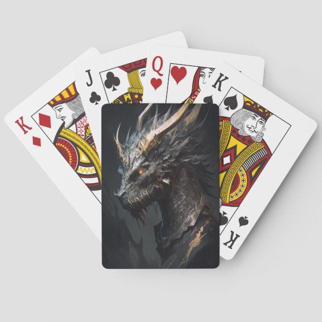 Dragon Portrait Animal Nature Wildlife Painting  Playing Cards (Back)
