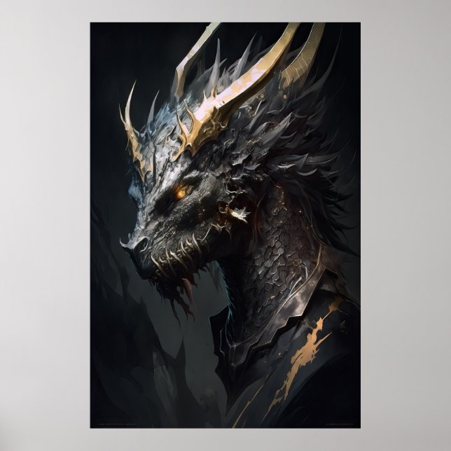 Dragon Portrait Animal Nature Wildlife Painting  Poster (Front)