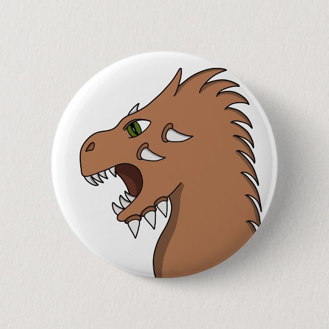 Dragon preparing to breathe fire 6 cm round badge (Front)