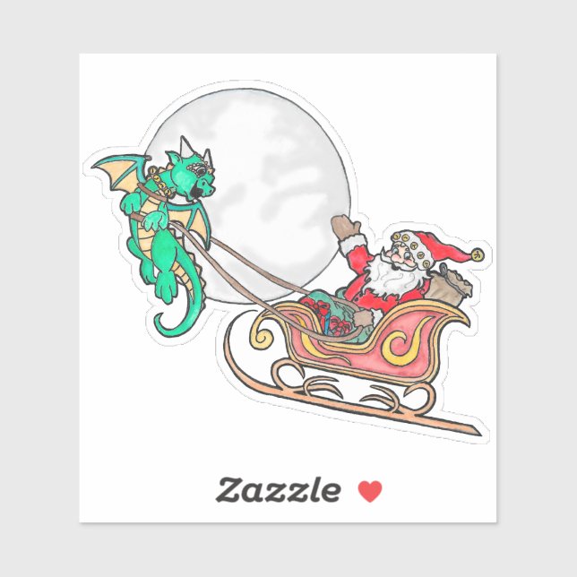 Dragon pulling Santa's sleigh (Sheet)