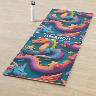 Dragon Rainbow Colourful Personalised Pattern Yoga Mat