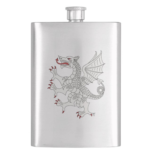 Dragon Rampant Argent Hip Flask (Front)