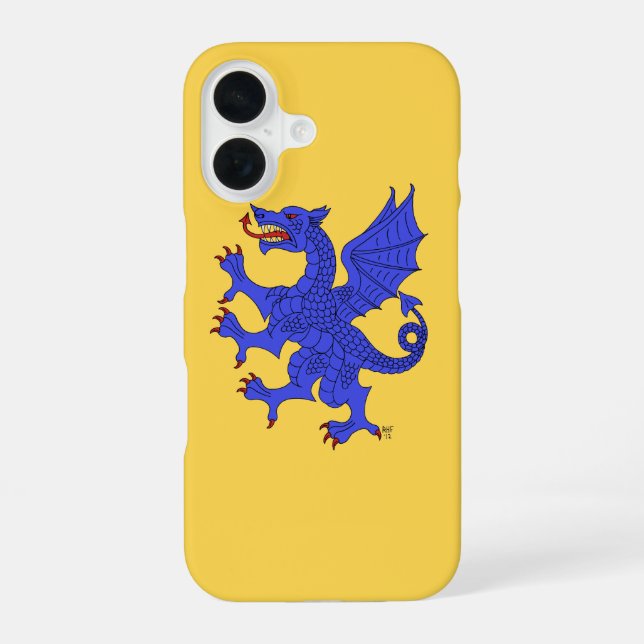 Dragon Rampant Azure iPhone 16 Case (Back)