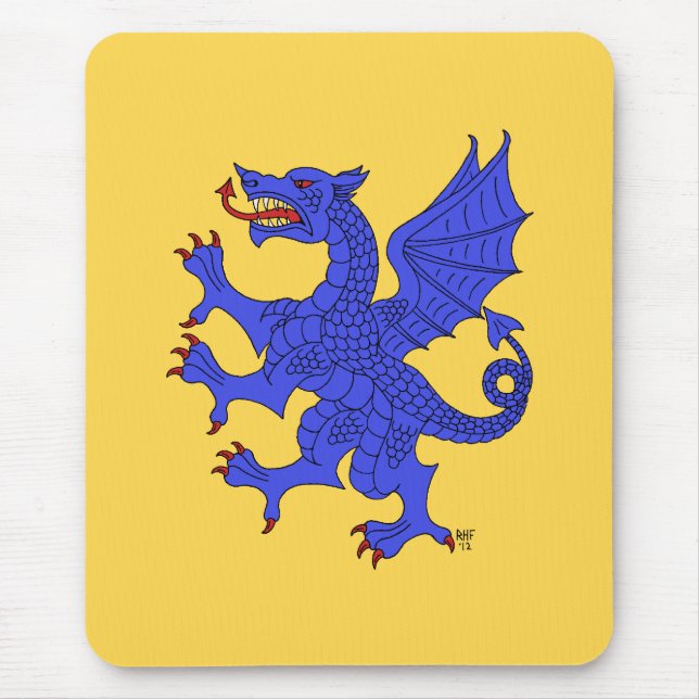 Dragon Rampant Azure Mouse Pad (Front)