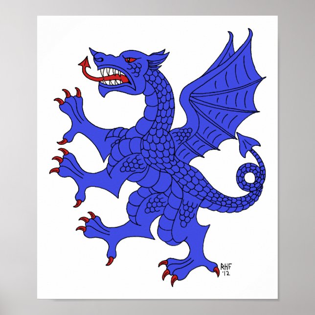 Dragon Rampant Azure Poster (Front)