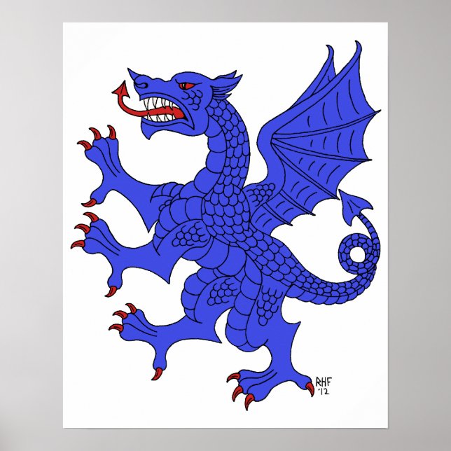 Dragon Rampant Azure Poster (Front)