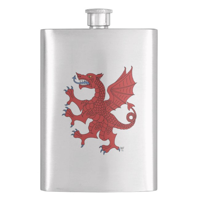 Dragon Rampant Gules Hip Flask (Front)