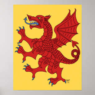 Dragon Rampant Gules Poster