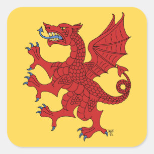 Dragon Rampant Gules Square Sticker