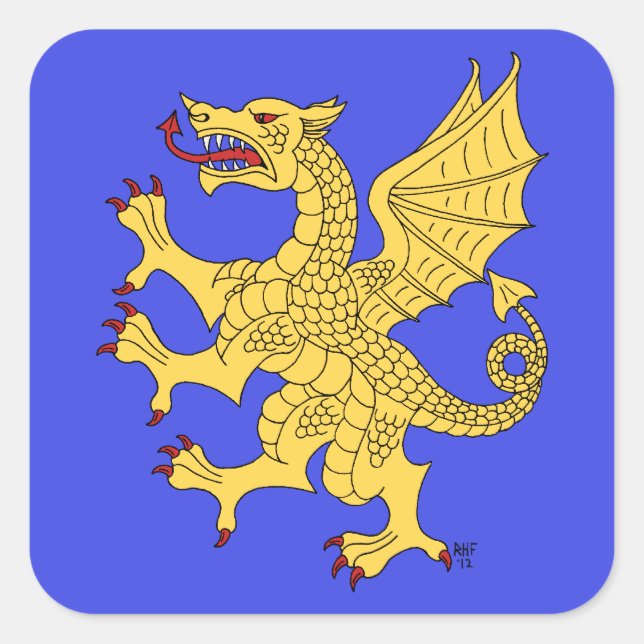 Dragon Rampant Or Square Sticker (Front)
