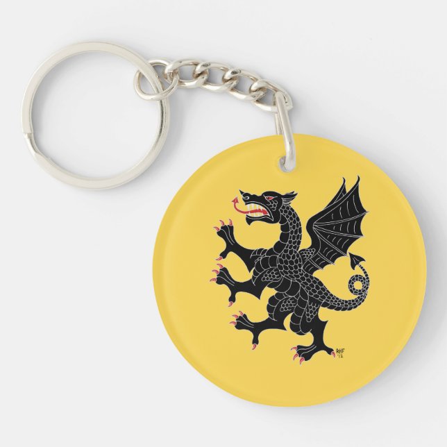Dragon Rampant Sable Key Ring (Front)