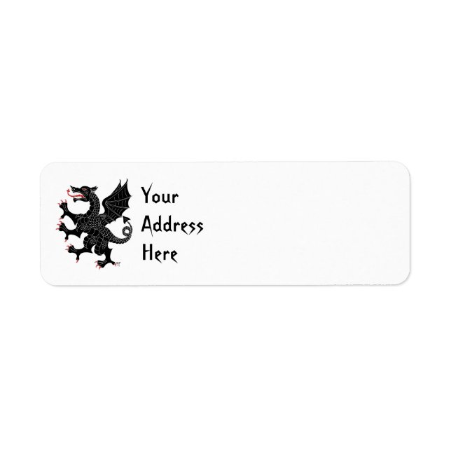 Dragon Rampant Sable Return Address Label (Front)