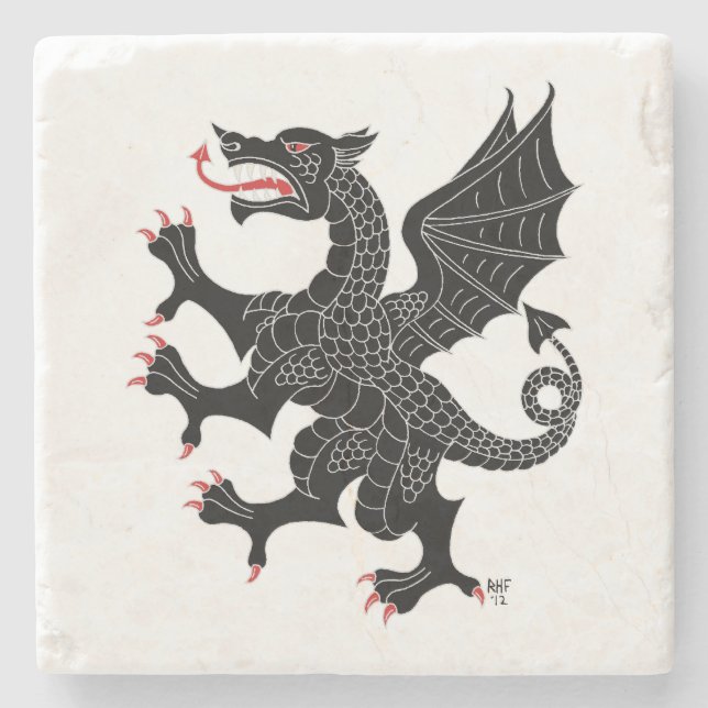 Dragon Rampant Sable Stone Coaster (Front)