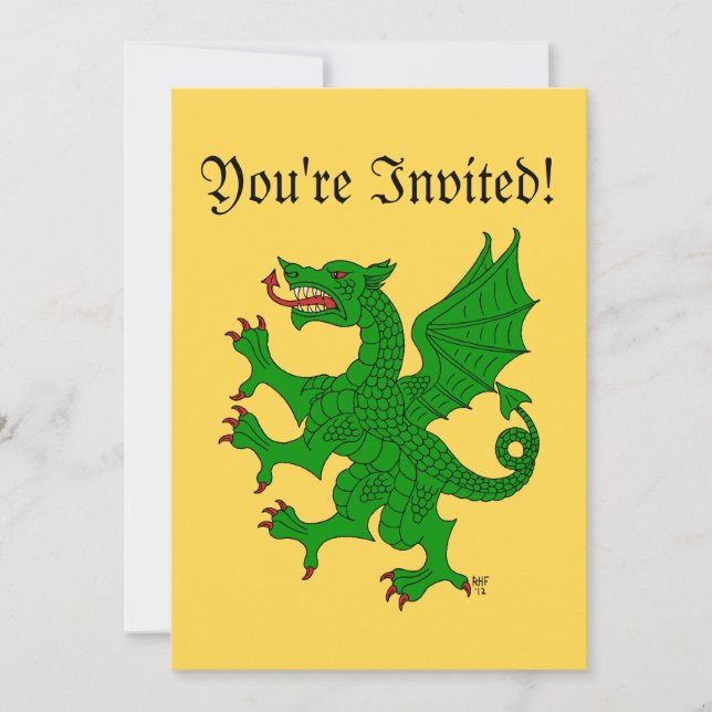 Dragon Rampant Vert Invitation (Front)