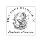 Dragon Reading a Book Library Bookplate Stamp