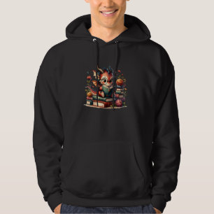 Dragon Reading Book Lover Cute Bookworm Cottagecor Hoodie