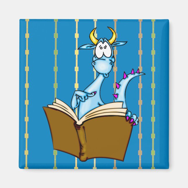 Dragon Reading Book Magnet (Front)