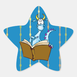 Dragon Reading Book Star Sticker