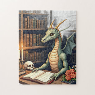 Dragon Reading Dark Academia Gothic Library Bookto Jigsaw Puzzle