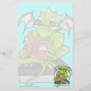 Dragon Reading fantasy art stationery letter paper
