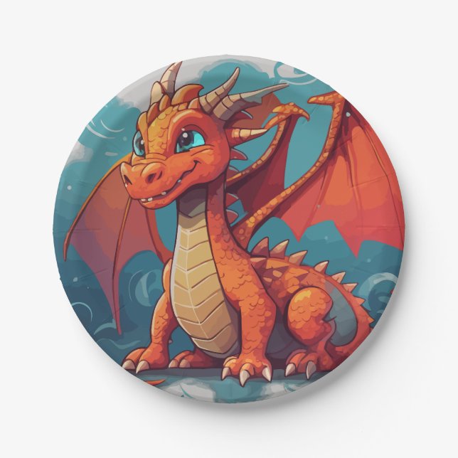 Dragon red artwork Paper Plates  (Front)
