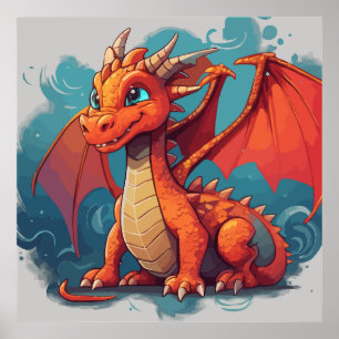 Dragon red artwork poster