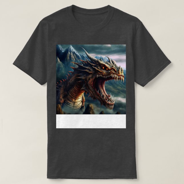 Dragon Red Eyes Sharp Teeth T-Shirt (Design Front)