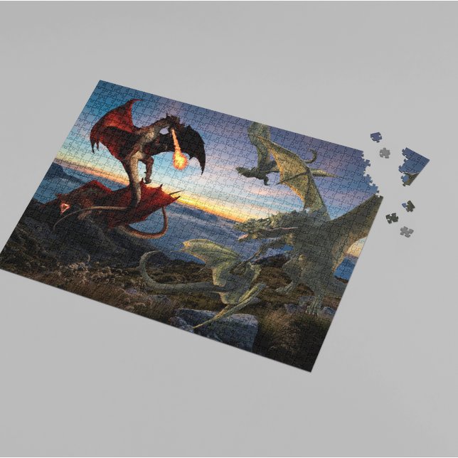 Dragon Red Green Battle Fantasy Jigsaw Puzzle (Creator Uploaded)