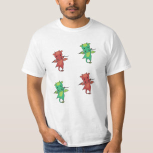 Dragon Red Green Fantasy Cute Animals For Kids T-Shirt