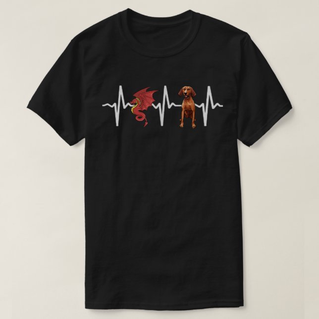 Dragon Redbone Coonhound Heartbeat Dog Lover  T-Shirt (Design Front)