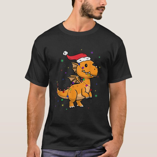 Dragon Reindeer Santa Christmas Family X Mas Ugly  T-Shirt (Front)