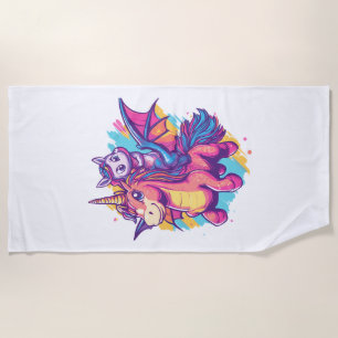 Dragon Rider Unicorn (1) Beach Towel
