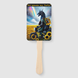 Dragon Riding A Motobike Customisable Hand Fan