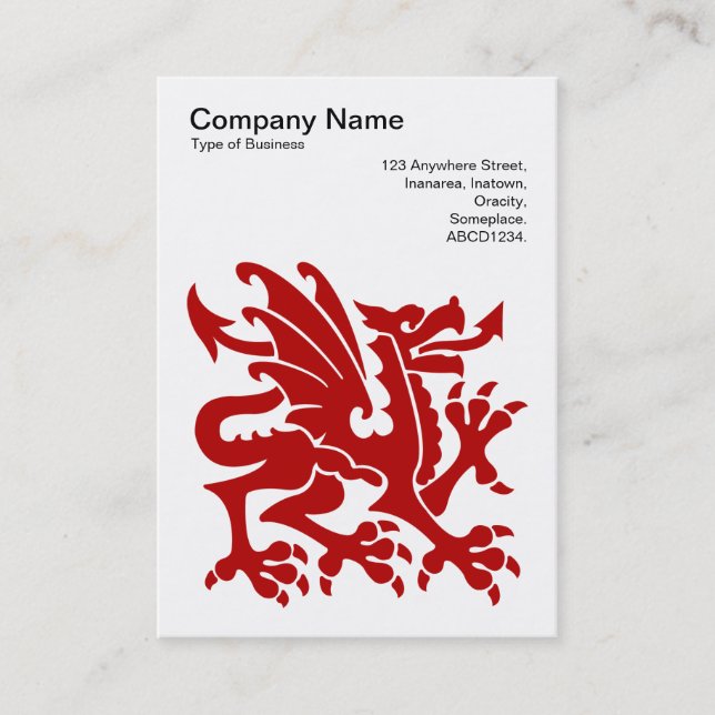 Dragon - Ruby Red on White Business Card (Front)