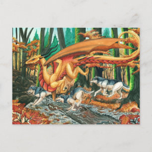 Dragon Running with Wolves by Carla Morrow Postcard