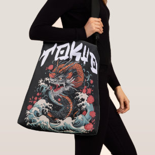 Dragon s Dance Japanese Retro Seascape Crossbody Bag